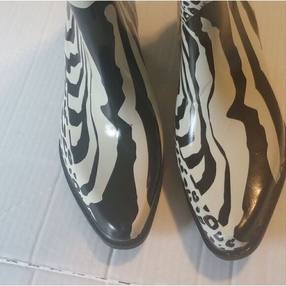 Nature breeze zebra cheetah print cowboy rain boots - Picture 3 of 9